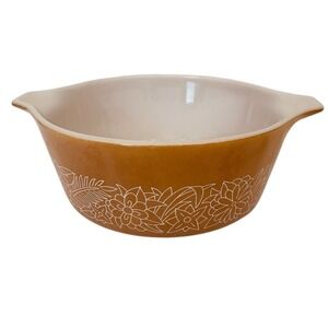 Vintage Pyrex Woodland 1 Qt. Brown Casserole Dish 473-B NO Lid 5 Inch 750 ML